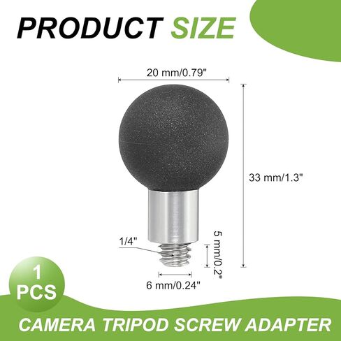 PATIKIL 0.8" Ball Mount Base Ball Adapter with 1/4" Threaded Bolt Stainless Steel for Action Camera Camcorder Compatible for Double Socket Arms Mount Motorcycles Electric Vehicle, Silver in Kuwait