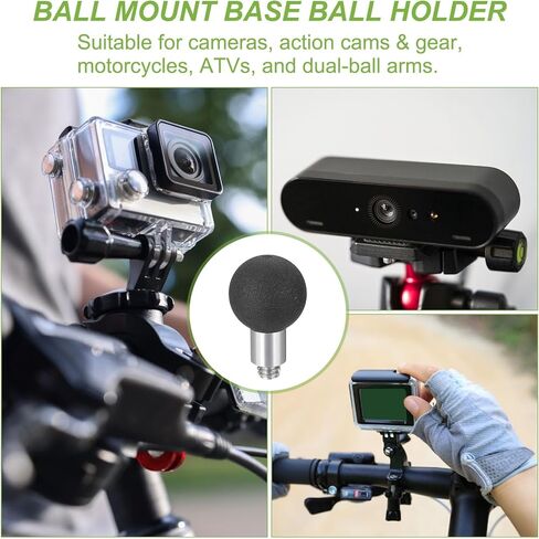 PATIKIL 0.8" Ball Mount Base Ball Adapter with 1/4" Threaded Bolt Stainless Steel for Action Camera Camcorder Compatible for Double Socket Arms Mount Motorcycles Electric Vehicle, Silver in Kuwait