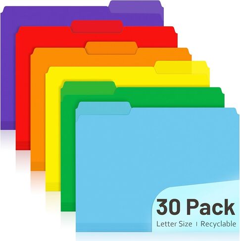 Comix Colored File Folders,30 Pack Manila Folders, Letter Size 8.5" x 11", 1/3-Cut Tabs, Morandi 10 Colors, for Office, School & Business Organization in Kuwait
