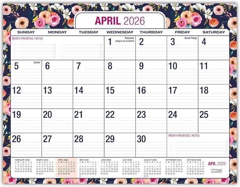 Desk PAD: 22" x 17" Large Print Desk Pad Calendar, APR 2026 - DEC 2027, 21 Months, (Black) in Kuwait