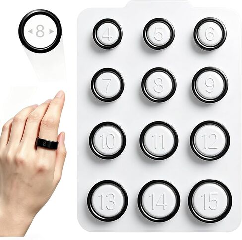 طقم مقاس الخاتم من Pjsrsdaee، متوافق مع Oura Ring 4، أداة قياس الإصبع الاحترافية للخواتم الذكية، مكتشف دقيق للحجم لشراء الخاتم، يناسب المقاسات 4-15 (أسود) in Kuwait