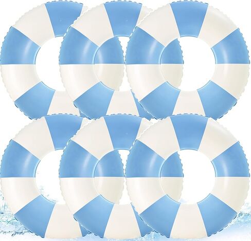 31.5 inch Inflatable Pool Floats for Teens- 6 Pack Striped Pool Floaties Pool Tubes Swim Rings Inflatable Pool Float for Swimming Pool Party Lake Beach Adults in Kuwait