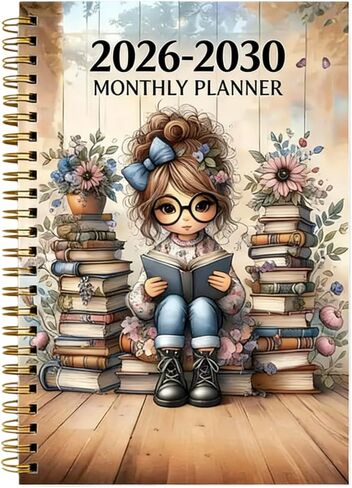 5-Year Monthly Planner for Women – Book Lover Cover, 60-Month Calendar with Tabs, 5.5"x8.3", 142 Pages Thick Paper, Yearly & Monthly Log in Kuwait
