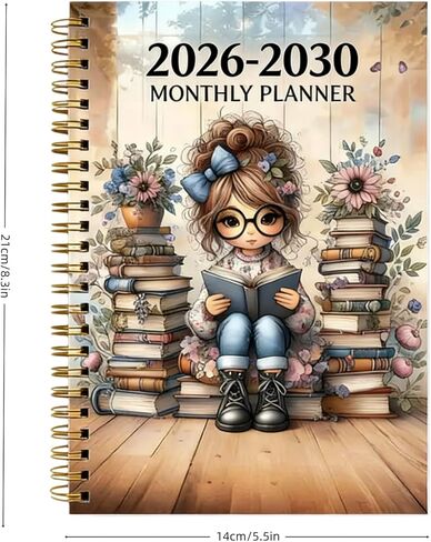 5-Year Monthly Planner for Women – Book Lover Cover, 60-Month Calendar with Tabs, 5.5"x8.3", 142 Pages Thick Paper, Yearly & Monthly Log in Kuwait