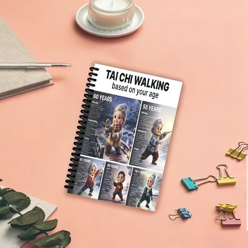 Tai Chi Walking Log for Seniors – 50-Page Spiral-Bound Journal with Lined Pages, Daily Walking Tracker & Gentle Exercise Guide, 8.3" x 5.5" Portable Fitness Planner in Kuwait