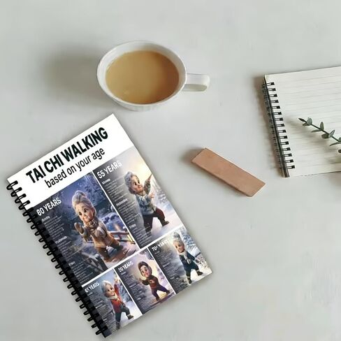 Tai Chi Walking Log for Seniors – 50-Page Spiral-Bound Journal with Lined Pages, Daily Walking Tracker & Gentle Exercise Guide, 8.3" x 5.5" Portable Fitness Planner in Kuwait