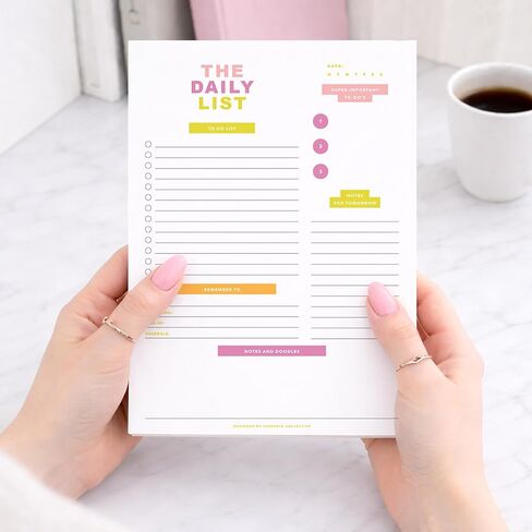 ThreeKin Color Pop To-Do List Planner – Daily Tear-Off Notepad (50 Sheets, 6.5" x 9") for Maximum Productivity – For Work, School & Home – USA Women-Owned Brand in Kuwait