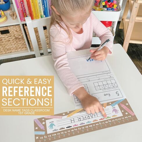 Hadley Designs Desk Name Tags for Classroom –36 Student Name Tags for Desks, 14.5x4.5 Name Plates for Classroom Decor, Teacher Supplies Kraft Nametags, 1st-3rd Grade Kindergarten Preschool Must Haves in Kuwait