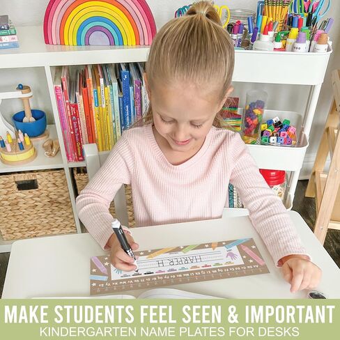Hadley Designs Desk Name Tags for Classroom –36 Student Name Tags for Desks, 14.5x4.5 Name Plates for Classroom Decor, Teacher Supplies Kraft Nametags, 1st-3rd Grade Kindergarten Preschool Must Haves in Kuwait
