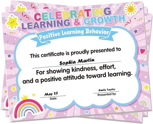 30-Pack Student Award Certificates — Academic Progress, Skill Mastery Kindergarten/Elementary Classroom Rewards Preschool Graduation Certificates (Positive Learning Behavior, Paper) in Kuwait