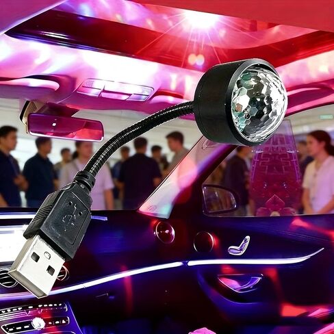 جهاز عرض ضوء ليلي USB ستار، جهاز عرض محمول يعمل بالصوت وقابل للتعديل، مصباح جو داخلي تلقائي لسقف السيارة وغرفة النوم، أسود in Kuwait