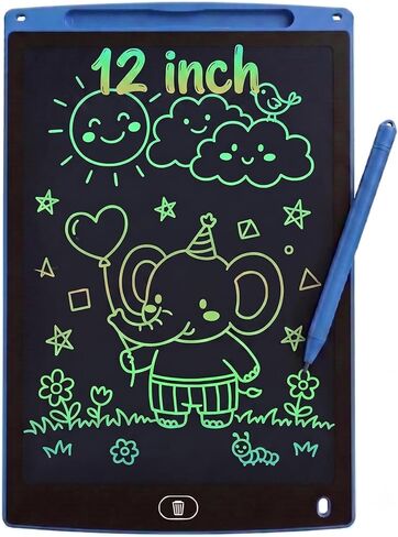 12 Inch LCD Writing Tablet for Kids and Adults, Colorful Erasable Doodle Board Drawing Pad with Lock Function, Reusable Travel Toy & Office Memo Notepad for Boys Girls Ages 3+(Black) in Saudi Arabia