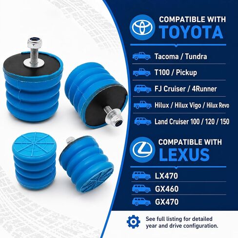 SecosAutoparts 2PCS Air Helper Springs متوافق مع Toyota Tacomaz Tuindra Pickup FJ Cruiser 100 4Runner 1975-2025 مناسب لكزس LX470 GX460 GX470 1998-2021، استبدل SSF-604-40 in Kuwait