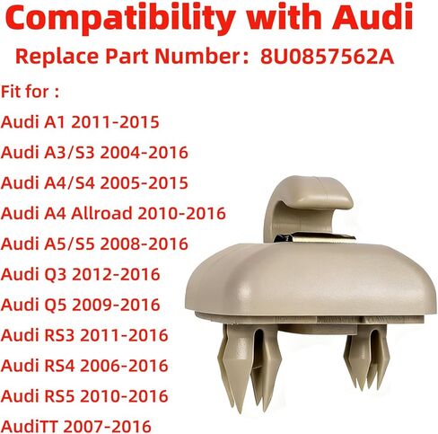 قطعتان من مشابك واقي الشمس البديلة المحدثة لواقي السيارة مناسبة لسيارة Audi A1 A3 A4 A5 A6 Q3 Q5 S3 S4 S5 TT ABS هيكل حامل واقي الشمس الداخلي استبدال الجزء رقم 8U0857562A (بيج) in Kuwait
