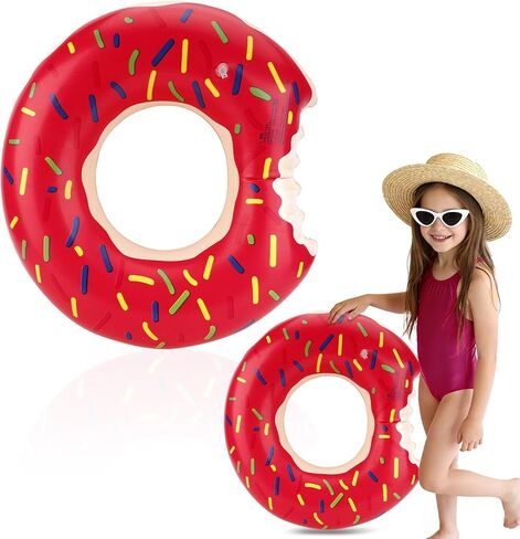 Donut Pool Float, Inflatable Donuts Swim Rings Pool Float for Adult Women Men Beach Water Swimming Party Decorations in Kuwait