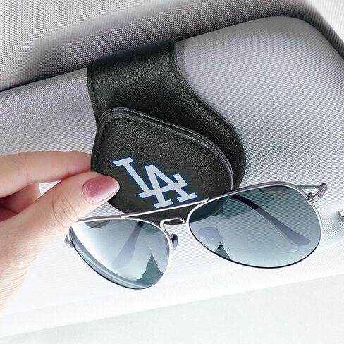 for MLB Los Angeles Dodgers Car Visor Sunglass Holder - Black Leather Eyeglass Case with Team Logo, Clip-On Sun Visor Organizer for Auto Interior, LA Dodgers Gifts in Kuwait