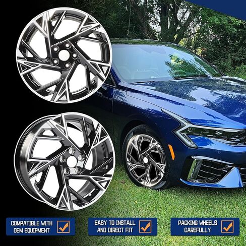 حافة بديلة جديدة مقاس 18 × 7.5 بوصة، إطارات عجلات مصنوعة من سبائك الألومنيوم عالية الجودة باللون الأسود مناسبة لكيا K5 2025 2026، ملائمة مباشرة ومواصفات مخزون المعدات الأصلية حافة مقاس 18 × 7.5 بوصة in Kuwait