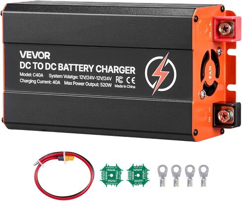شاحن VEVOR DC إلى DC مع MPPT، 350W، 30A شاحن بطارية على اللوحة، لوحة شمسية/مولد مزدوج الإدخال، شحن ذكي متعدد المراحل لبطاريات الرصاص الحمضية LiFePO4، 12V/24V-12V/24V، للنسخ الاحتياطي للمنزل RV in Kuwait