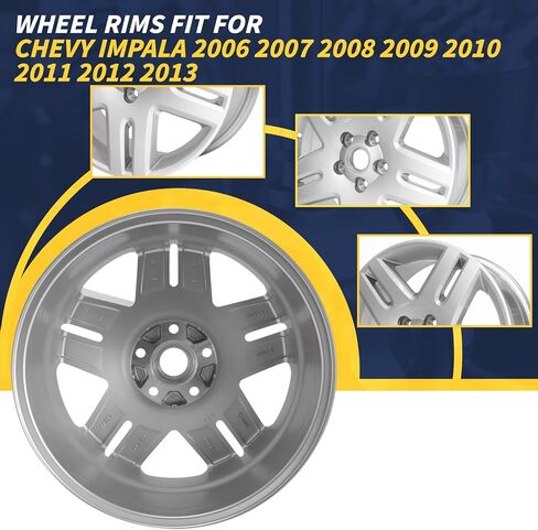 إطارات عجلات جديدة من سبائك الألومنيوم مقاس 17 × 6.5 بوصة مقاس 17 بوصة تناسب 2006 2007-2012 2013 شيفروليه إمبالا، ALY05071U10N، مواصفات مخزون OE مناسبة مباشرة، فضي in Kuwait