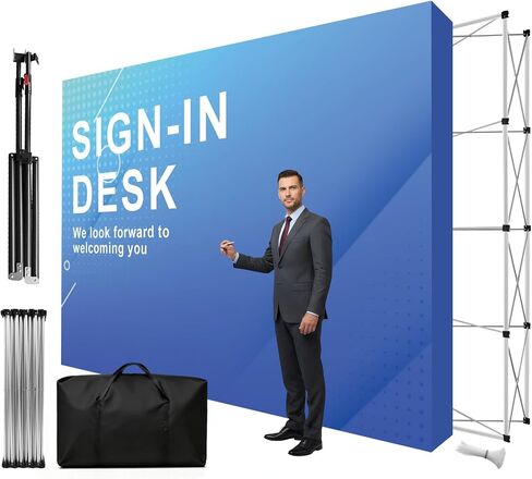 10x10/15/17 FT Up Display Stand Portable Tension Fabric Backdrop Booth Frame with Carrying Bag Collapsible Stand Only for Wedding Exhibition Events in Kuwait