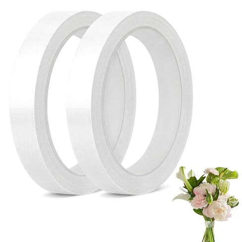 Clear Floral Tape, 2 Pcs 1/2" Wide 164 Ft Waterproof Flower Tape for Bouquets Thin Florist Tape Floral Arrangements Supplies for Bouquets, Vase, Binding Fresh Flower, Corsages, DIY Crafts Decorations in Kuwait