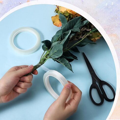 Clear Floral Tape, 2 Pcs 1/2" Wide 164 Ft Waterproof Flower Tape for Bouquets Thin Florist Tape Floral Arrangements Supplies for Bouquets, Vase, Binding Fresh Flower, Corsages, DIY Crafts Decorations in Kuwait