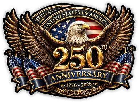 USA 250 Sticker 1776-2026 – America 250 Stickers for Car Laptop Water Bottle – Patriotic Stickers with Bald Eagle & American Flag – 5 Inch Waterproof Vinyl Decal – 250 Anniversary USA Decorations in Saudi Arabia