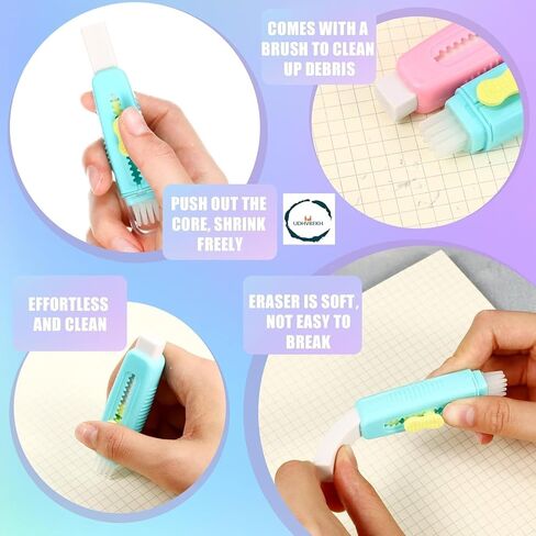 Soft Cute Erasers Push Pull Large Pencil Eraser with Clean up Brush Cute Erasers Pencil Eraser with 1 Refill Eraser for Students Kids, School Office Home Supplies in Kuwait