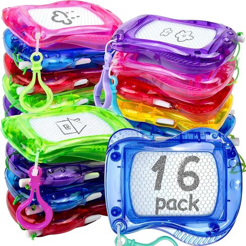 16 Pack Mini Magnetic Drawing Board for Kids, 6 Colors Kids Magnetic Drawing Erasable Sketch Pad, Portable Doodle Pad Toy Bulk for Goodie Bag Fillers Birthday Gift Classroom Party Favors in Kuwait