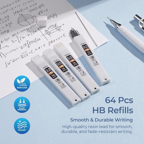 Nicpro 12 Pack TPE Rotary Retractable Pen Eraser Refills, 4PCS 0.9mm Pastel Drafting Pencils with 4 Tube HB Lead Refills in Kuwait