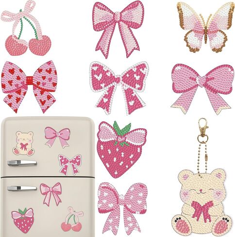 Bulerrylulu 9 Pcs Diamond Painting Magnets Kits Cat Fridge Magnet Stickers Diamond Art Painting Keychains Gem Painting kit for Beginners Adults DIY Art Craft Gifts Home Decors (cat) in Saudi Arabia