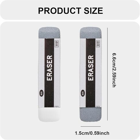 Natural Rubber Eraser - TRACOMPAN Professional 2Pcs Set Ink Erasers for Pencils, Ballpoint & Neutral Pens | Rubbers Eraser for Office & School Supplies (1 Full Sand and 1 Half Sand) in Kuwait