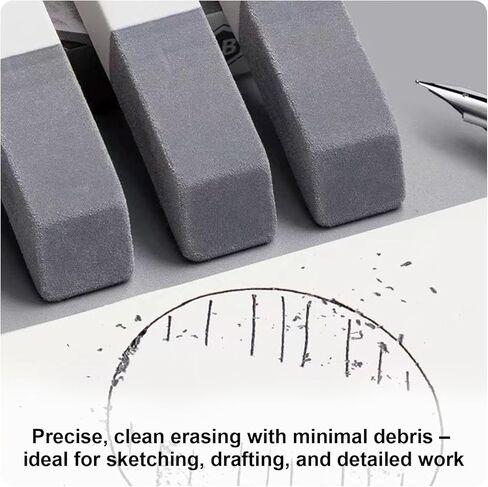 Natural Rubber Eraser - TRACOMPAN Professional 2Pcs Set Ink Erasers for Pencils, Ballpoint & Neutral Pens | Rubbers Eraser for Office & School Supplies (1 Full Sand and 1 Half Sand) in Kuwait