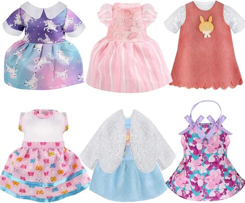 ملابس Alive Girl Baby - 6 مجموعات من إكسسوارات فساتين دمى الأطفال مقاس 12 بوصة تتضمن تنورة أحادية القرن وفساتين بيضاء ثلجية وملابس سباحة، ملابس دمى مقاس 12 بوصة للفتيات هدية عيد الميلاد وعيد الميلاد in Kuwait