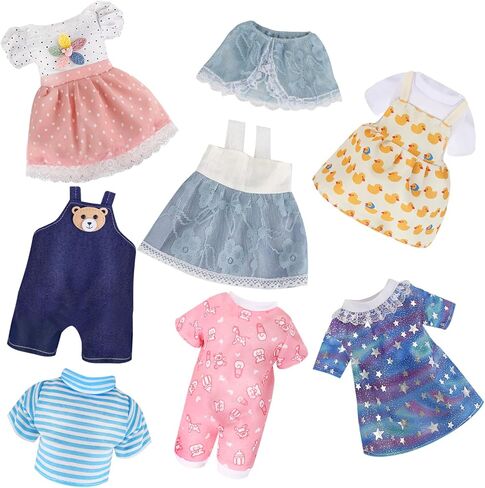 ملابس Alive Girl Baby - 6 مجموعات من إكسسوارات فساتين دمى الأطفال مقاس 12 بوصة تتضمن تنورة أحادية القرن وفساتين بيضاء ثلجية وملابس سباحة، ملابس دمى مقاس 12 بوصة للفتيات هدية عيد الميلاد وعيد الميلاد in Kuwait