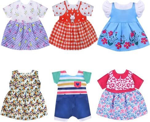 ملابس Alive Girl Baby - 6 مجموعات من إكسسوارات فساتين دمى الأطفال مقاس 12 بوصة تتضمن تنورة أحادية القرن وفساتين بيضاء ثلجية وملابس سباحة، ملابس دمى مقاس 12 بوصة للفتيات هدية عيد الميلاد وعيد الميلاد in Kuwait