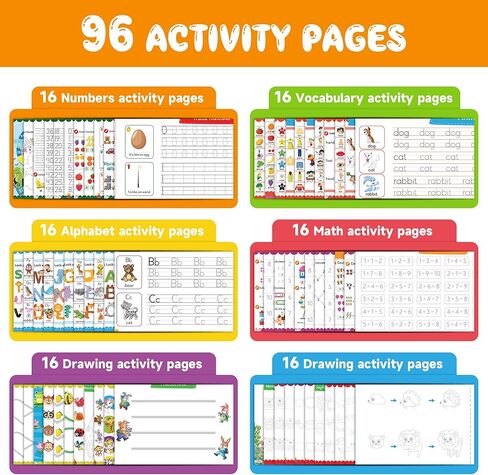 Magic Grooved Writing Practice for Kids Ages 3-8, Reusable Handwriting Practice Books Set (6 Books) with Disappearing Ink Pens, Letter/Number Tracing, Preschool & Kindergarten Learning Kit in Kuwait