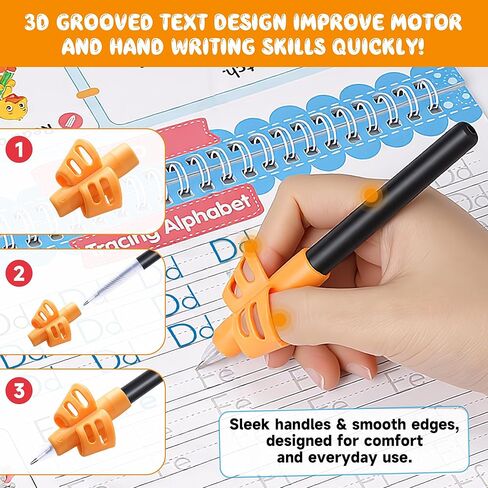 Magic Grooved Writing Practice for Kids Ages 3-8, Reusable Handwriting Practice Books Set (6 Books) with Disappearing Ink Pens, Letter/Number Tracing, Preschool & Kindergarten Learning Kit in Kuwait