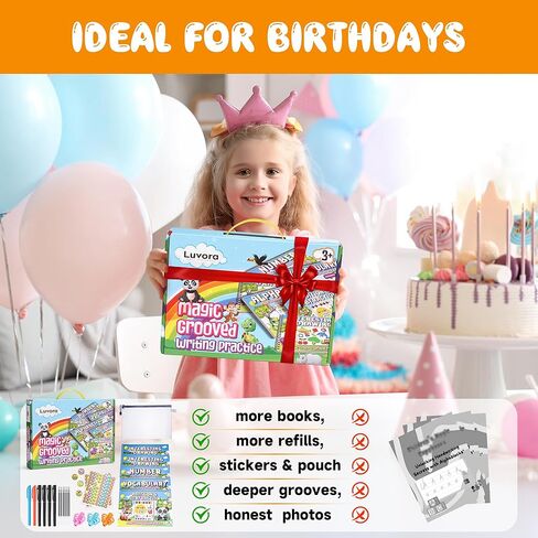 Magic Grooved Writing Practice for Kids Ages 3-8, Reusable Handwriting Practice Books Set (6 Books) with Disappearing Ink Pens, Letter/Number Tracing, Preschool & Kindergarten Learning Kit in Kuwait