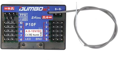 Dumborc 10CH 2.4GHz Rc Receiver P10F Voltage Return PPM Signal Output for DDF-350 Transmitter for Dumbo rc DDF-350 X10P-350 X6 X4 Transmitter RC Car Model Crawler Boat Vehicle in Kuwait