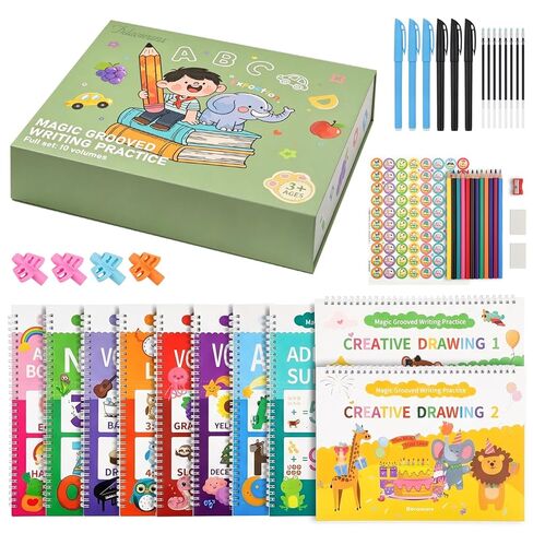 Ddaowanx Magic Grooved Writing Practice for Kids Ages 3-8,Reusable Handwriting Practice Busy Book,Large Size 8.3" x 11.2" Toddler Activity Book–Gifts for 3-5 Year Old Boys and Girls in Kuwait