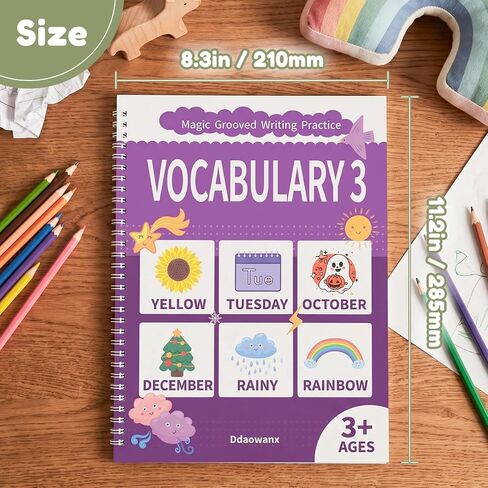 Ddaowanx Magic Grooved Writing Practice for Kids Ages 3-8,Reusable Handwriting Practice Busy Book,Large Size 8.3" x 11.2" Toddler Activity Book–Gifts for 3-5 Year Old Boys and Girls in Kuwait