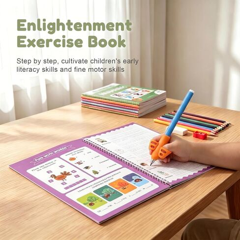 Ddaowanx Magic Grooved Writing Practice for Kids Ages 3-8,Reusable Handwriting Practice Busy Book,Large Size 8.3" x 11.2" Toddler Activity Book–Gifts for 3-5 Year Old Boys and Girls in Kuwait
