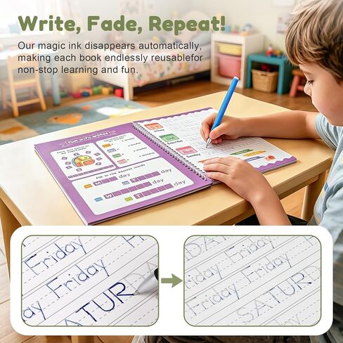 Ddaowanx Magic Grooved Writing Practice for Kids Ages 3-8,Reusable Handwriting Practice Busy Book,Large Size 8.3" x 11.2" Toddler Activity Book–Gifts for 3-5 Year Old Boys and Girls in Kuwait