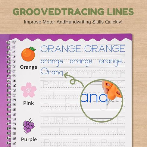 Ddaowanx Magic Grooved Writing Practice for Kids Ages 3-8,Reusable Handwriting Practice Busy Book,Large Size 8.3" x 11.2" Toddler Activity Book–Gifts for 3-5 Year Old Boys and Girls in Kuwait