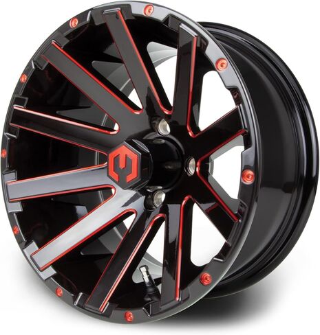 MODZ® Mauler Glossy Red and Black with Ball Mill 14" Golf Cart Wheel in Kuwait