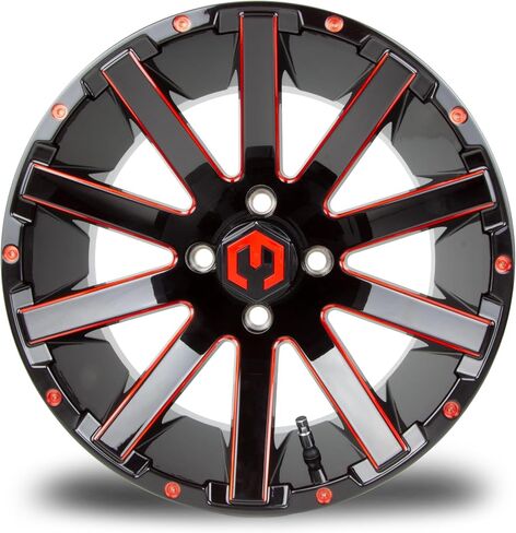 MODZ® Mauler Glossy Red and Black with Ball Mill 14" Golf Cart Wheel in Kuwait