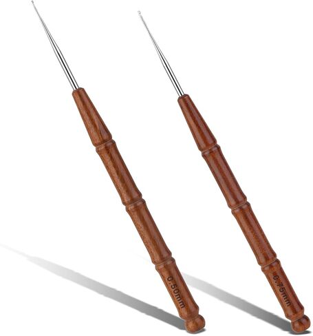 Wuadua 0.5mm Crochet Hook, Ergonomic Crochet Hook with Wooden Handle, Crochet Needle for Arthritic, Ideal for Lace Thread, Perfect for Miniature Delicate Items in Kuwait