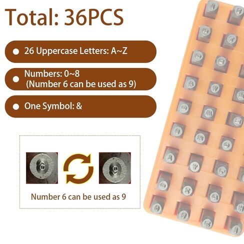 36Pcs 1/16" (1.5mm) Metal Stamping Kit, Alloy Steel Letter and Number Punch Set (A-Z, 0-9, &) with Case for Jewelry Making, Leather & Wood (1/16" (1.5mm)) in Kuwait