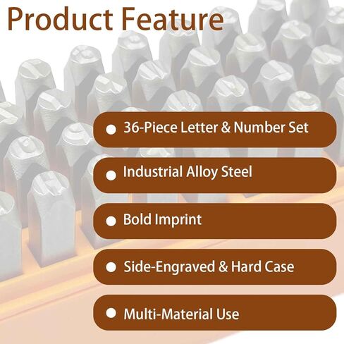36Pcs 1/16" (1.5mm) Metal Stamping Kit, Alloy Steel Letter and Number Punch Set (A-Z, 0-9, &) with Case for Jewelry Making, Leather & Wood (1/16" (1.5mm)) in Kuwait